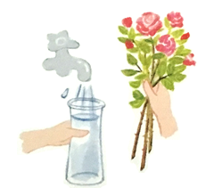 3.花瓶にたっぷり水を入れて飾ります